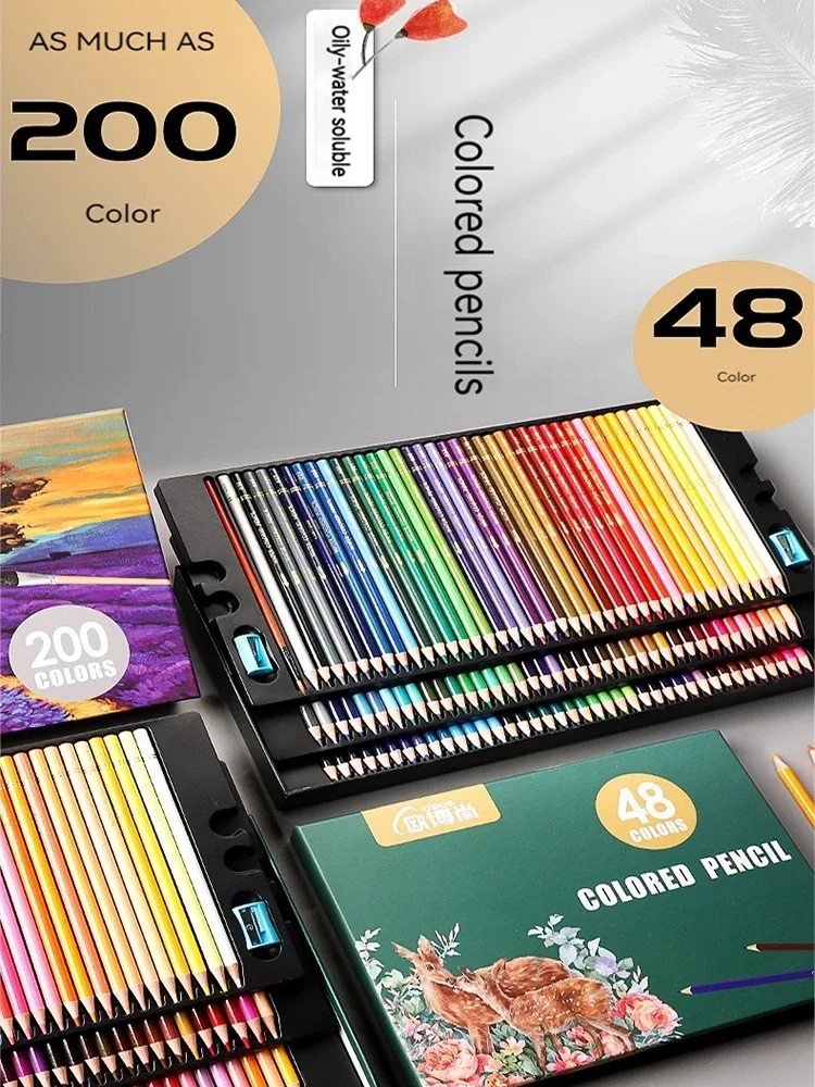 48-200 Farben Professionelle Farbige Ölstifte Aquarell-Zeichenstifte Set mit Aufbewahrungstasche Kunstbedarf – Detail 2
