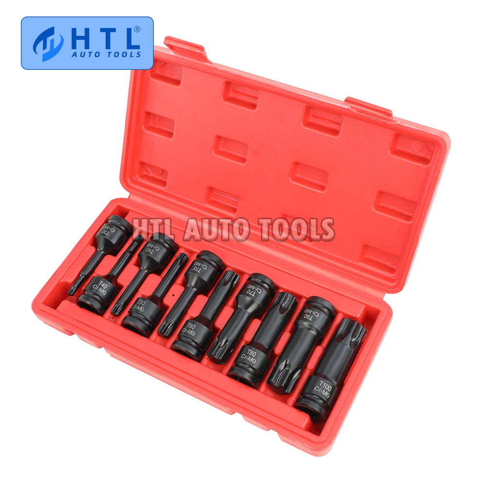 10pcs 1/2 Inch Drive Impact Torx Star Bit Socket Sets T30-T100 Socket Bits Set T30 T40 T45 T50 T55 T60 T70 T80 T90 T100