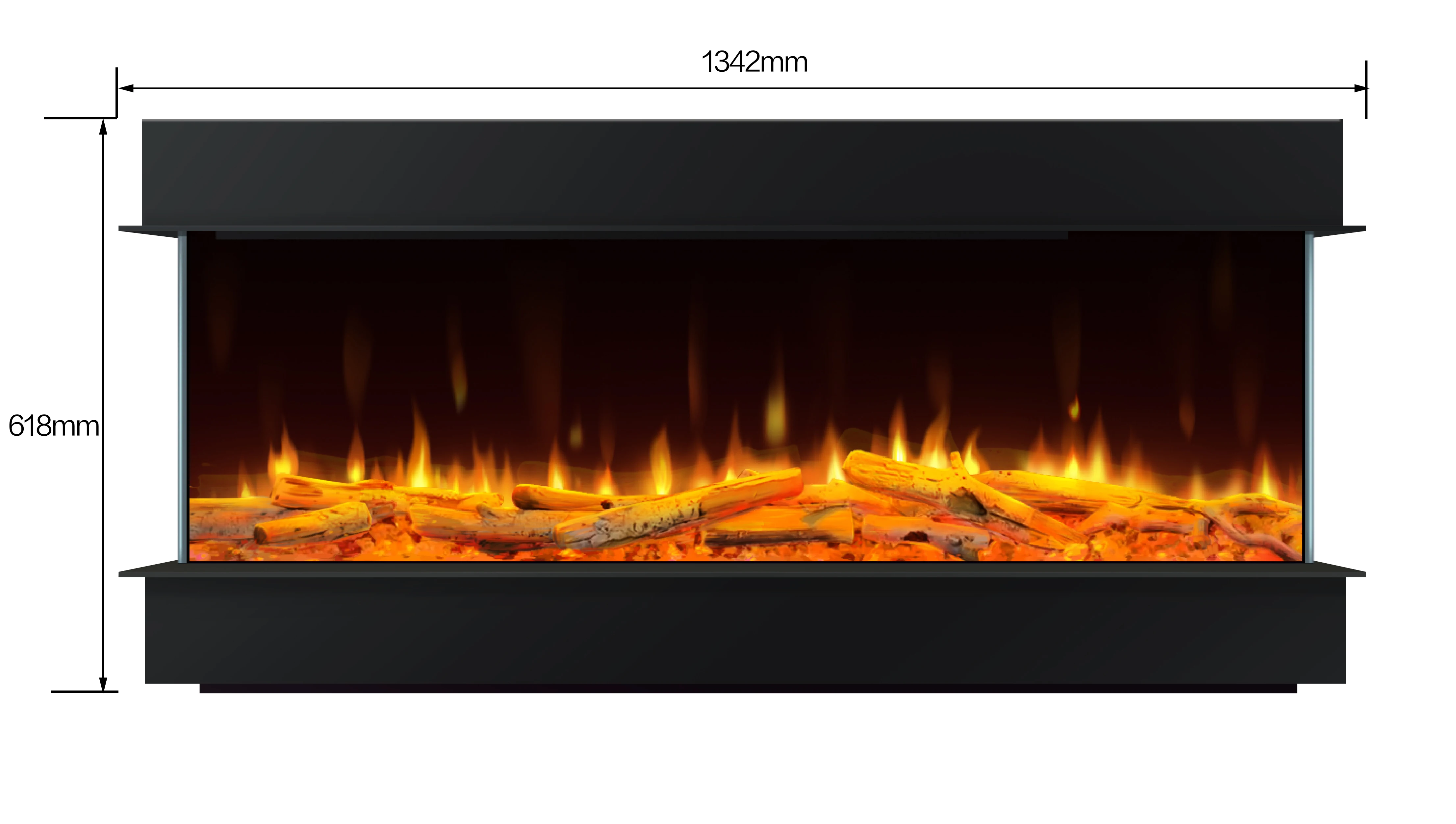 New Design Modern Decorative Style Flame Customizable LOGO 3 Sided Electric Fireplace with Side Glass Panel for Home & Hotel Use