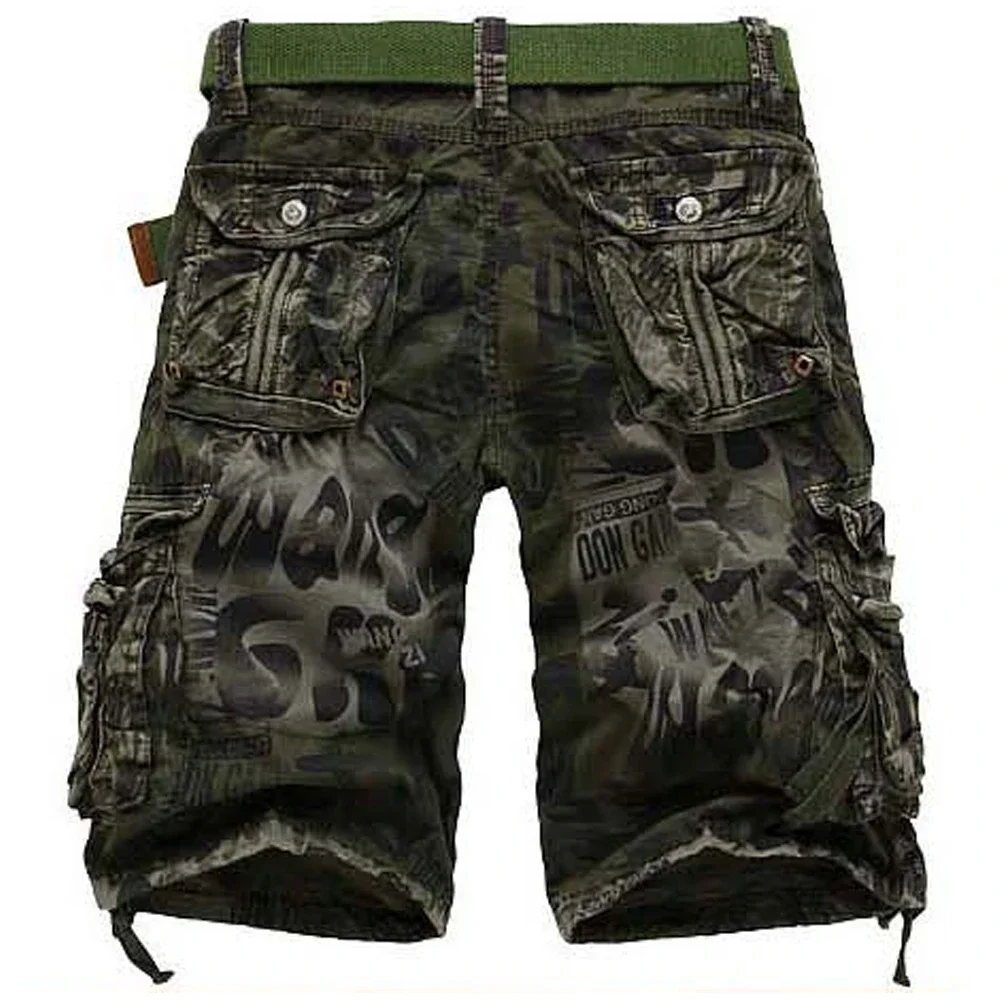 Summer Men\'s Casual Shorts Fashion Camouflage Multi-pocket Zipper Loose Military Combat Work Shorts Breathable Five Pants