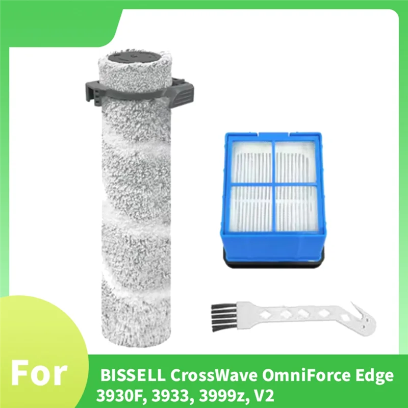 A76G-For BISSELL Crosswave Omniforce Edge 3930F, 3933, 3999Z, V2 Floor Scrubber Replacement Parts Main Brush And Filter Set