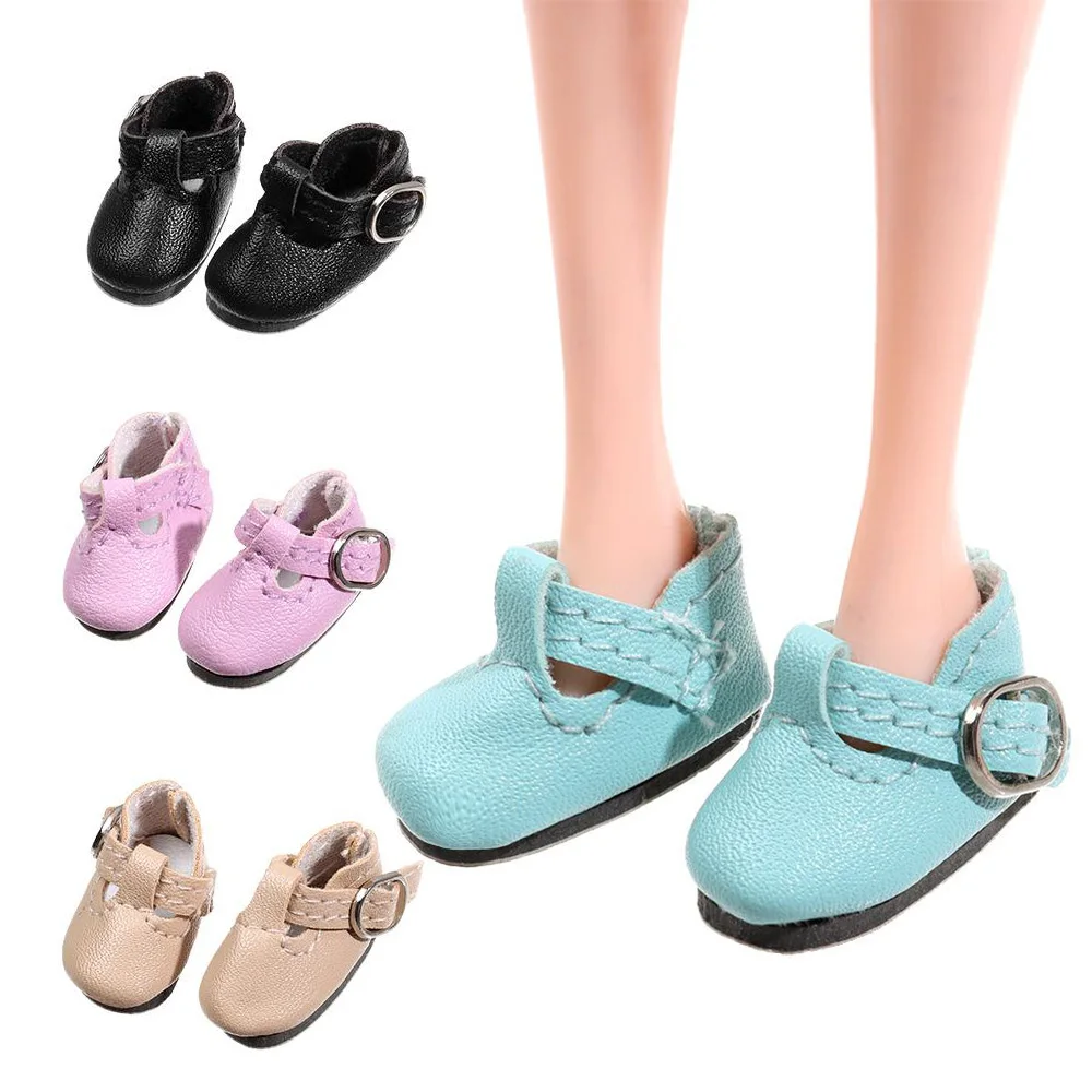 2.8*1.2cm Doll Shoes for 1/6 Blythes Doll and Suitable for 1/8 BJD Mini Lovely PU Leather Sandals Toy Shoes Doll Accessories