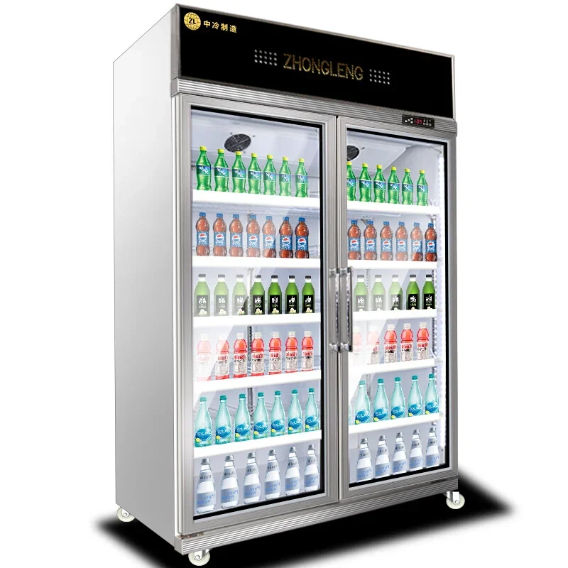 Beer Glass Showcase Beverage Chiller For Cola Vertical Display Drink Cooler Fridge For Supermarket