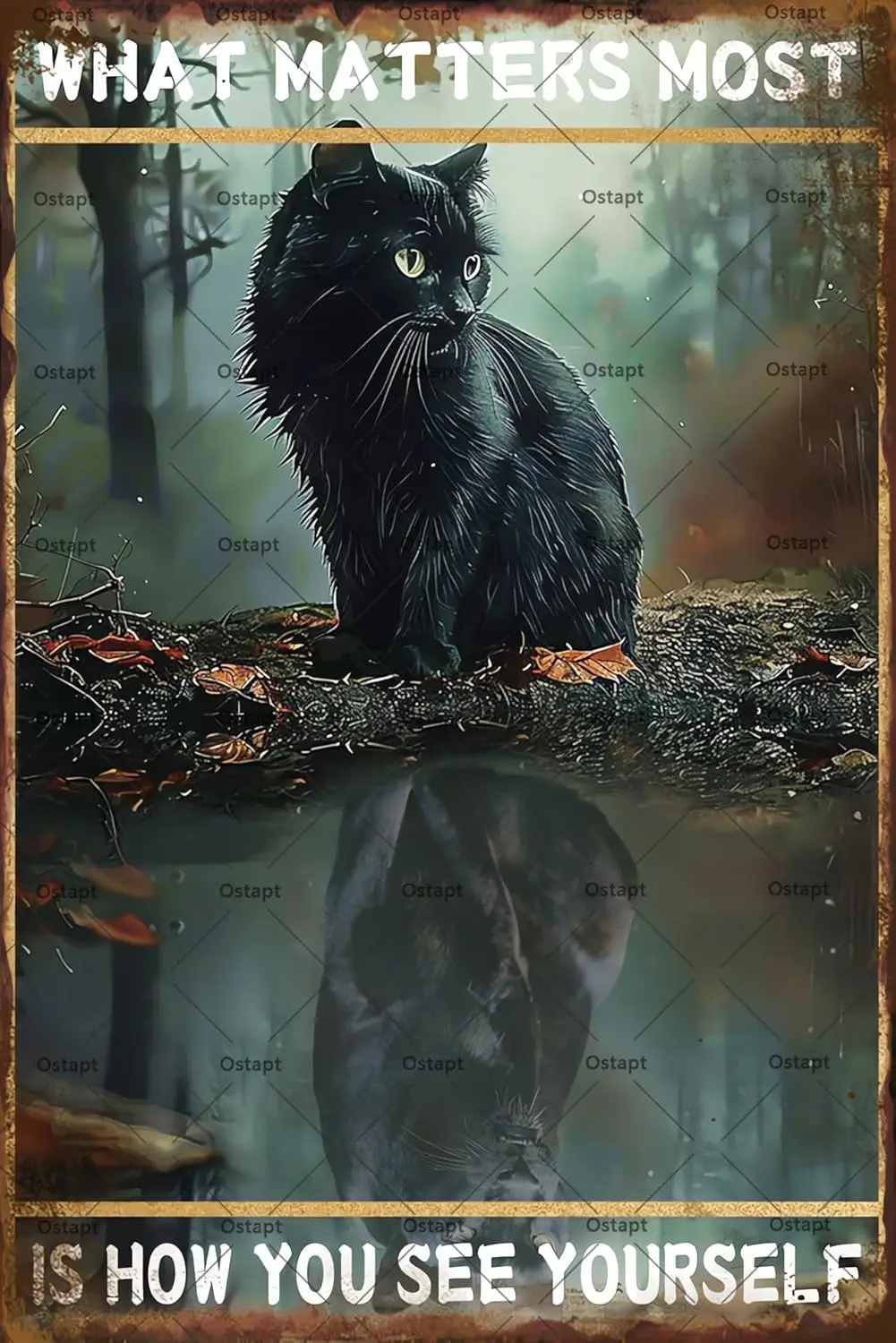 What Matters Most Is How You See Yourself Metal Retro Tin Sign Black Cat Gifts Wall Decor Vintage Sign For The Home Coffee Room