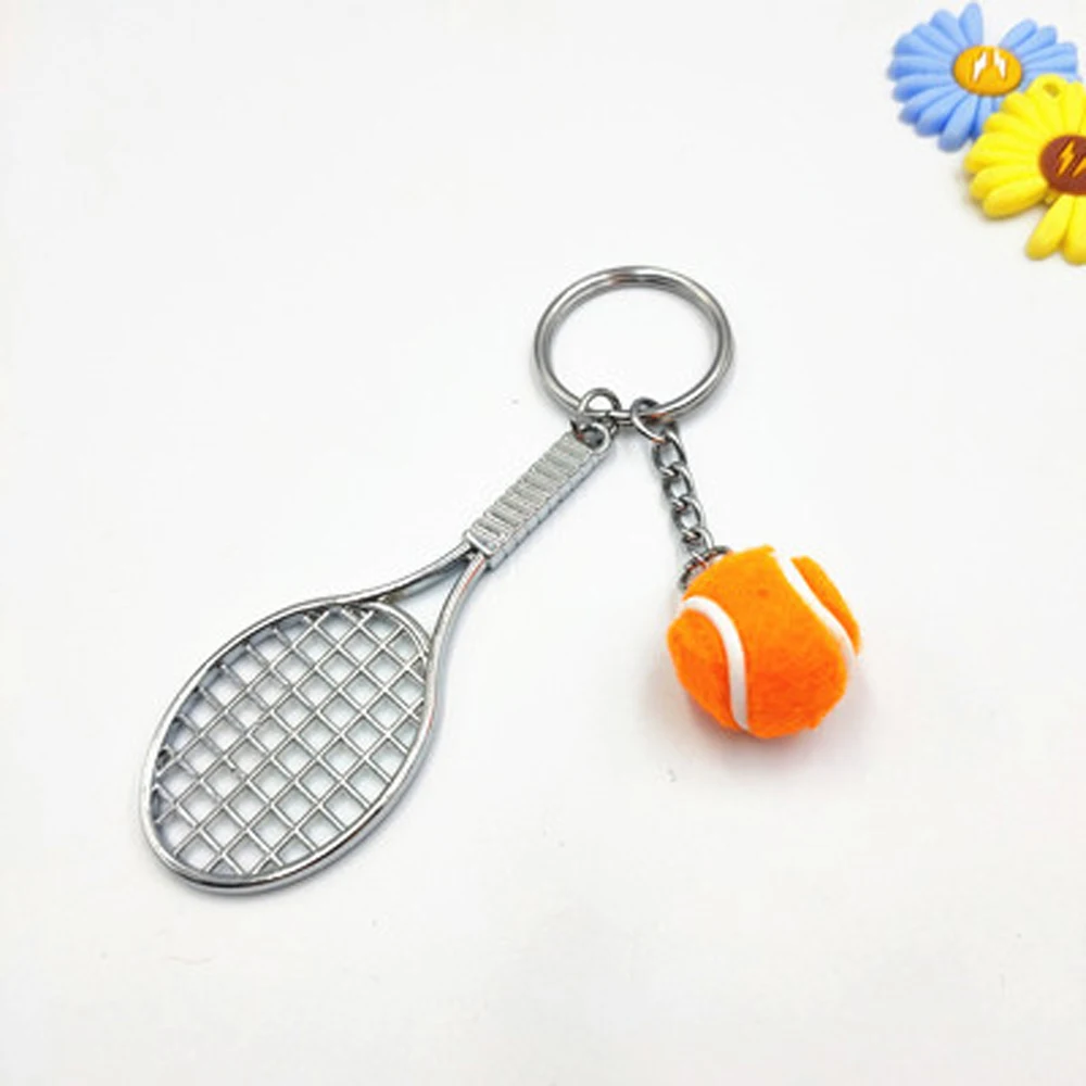 

Souvenir for Teenager Key Rings Metal Car Key Chain 6 color Sports Key Chain Tennis Racket Keychain Mini Keychain Tennis Ball