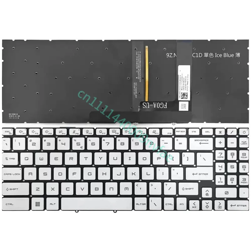 New For MSI Sword 15 A11SC A11UC A12VE A12UD Sword 17 A11SC A11UD A12UD A12UE A12VF MS-1585 US White Keyboard White Backlit 0.3