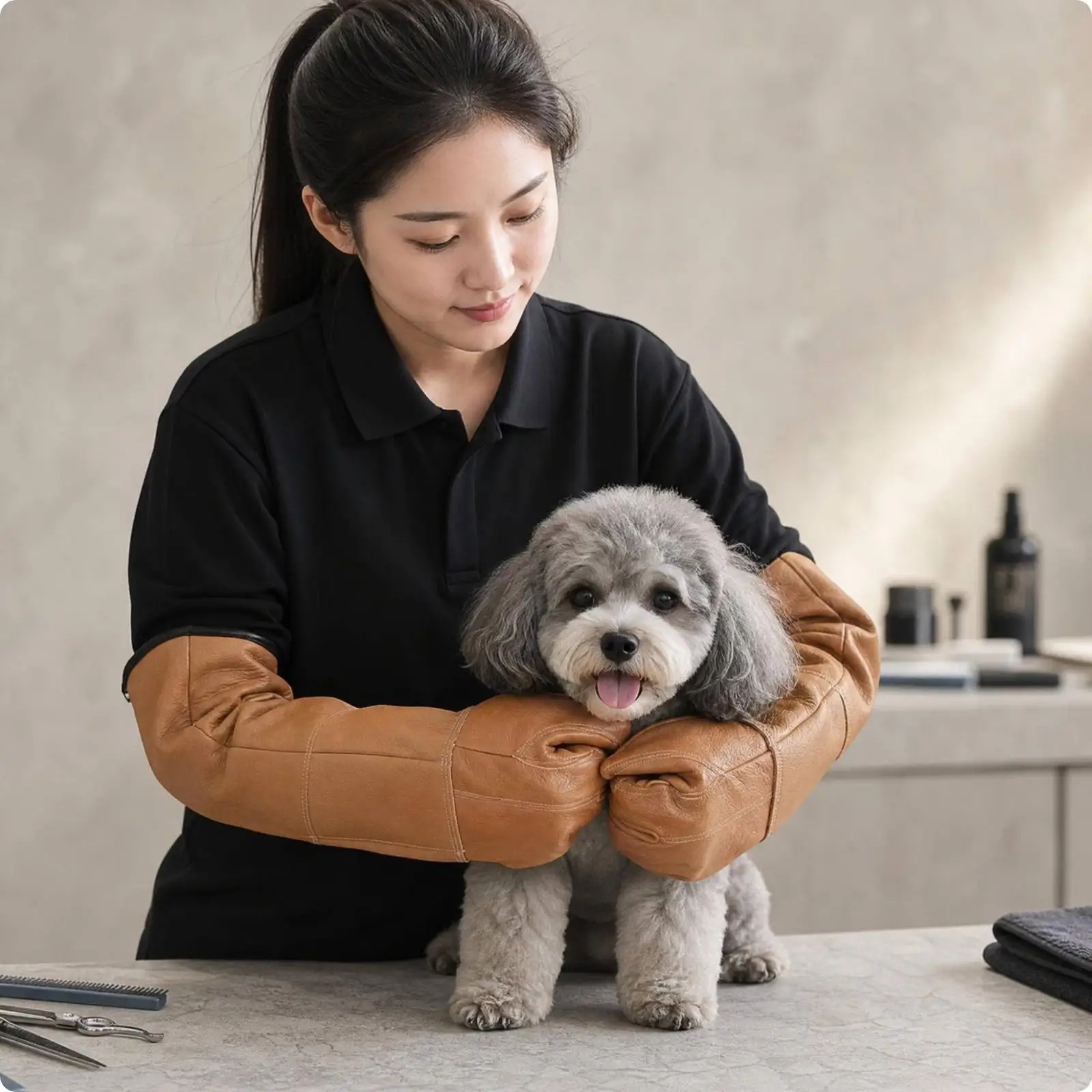 Heavy Duty Long Cuff Cowhide Work Gloves for Gardening Thorn Proof Leather Gloves for Pet Support Forearm Safety Guard