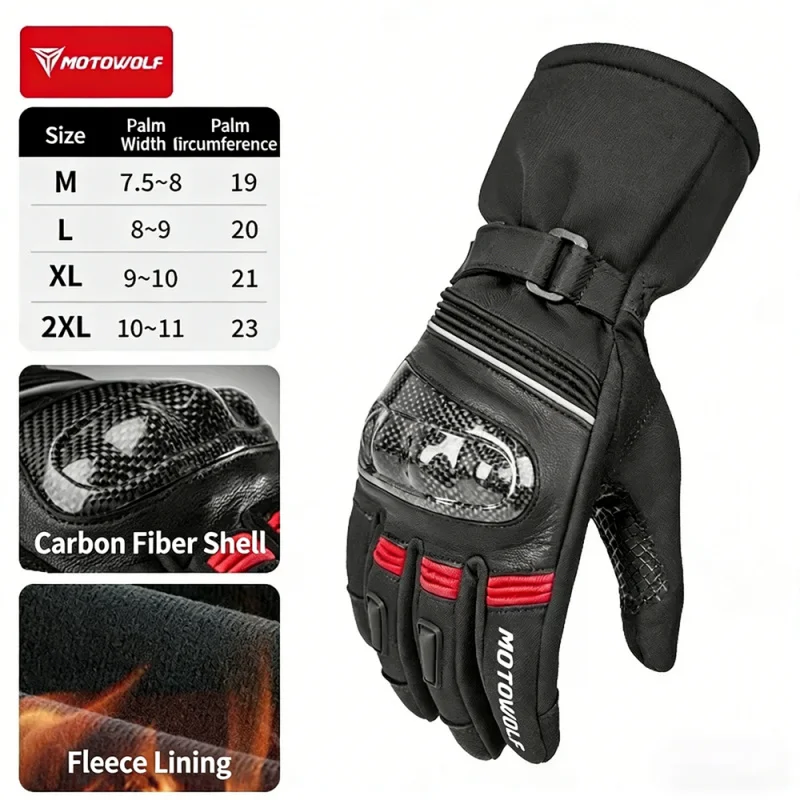 Motowolf Winter Motorcycle Gloves Waterproof Thermal Moto Dirt Bike Equipment Men MTB Riding Driving Protection Supplies Glove