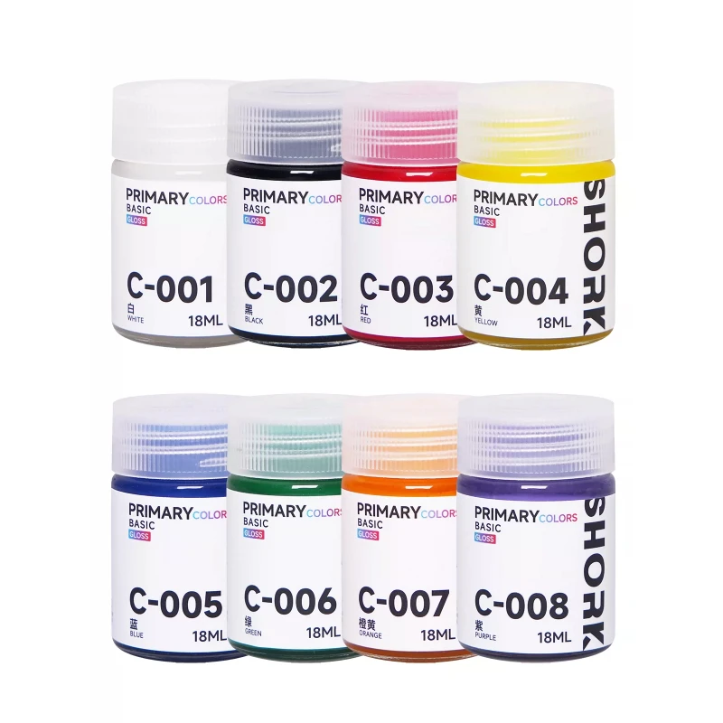 SHORK C Series Gloss Oil-Based Model Paint 18ml C001-C050 Pigment for Military Model Car Model Figure Hobby Airbrush Painting