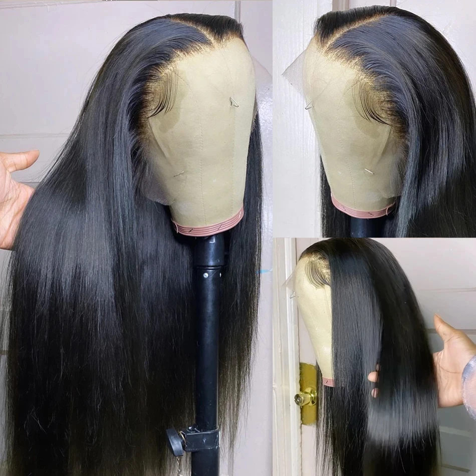 Pelucas de cabello humano con encaje frontal transparente HD, liso, 13x4, 13x6, 13x6, prearrancado, brasileño, 5x5, con cierre de encaje para mujer