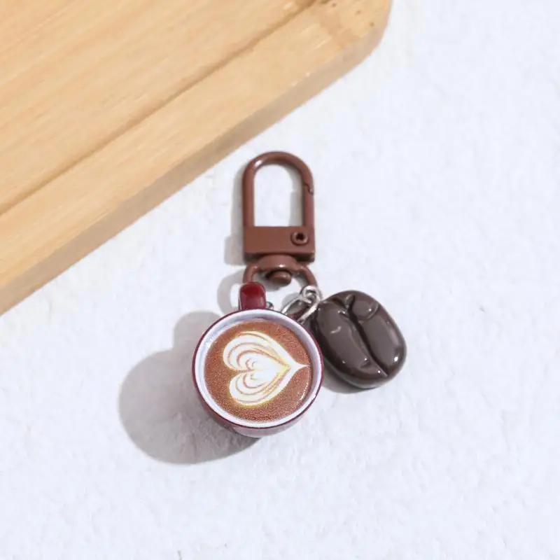 Mini-Kaffeetassen-Schlüsselanhänger, kreatives Latte-Design, Kaffeebohnen-Anhänger, modischer Schmuck für Kaffeeliebhaber, Taschenornament – Detail 5