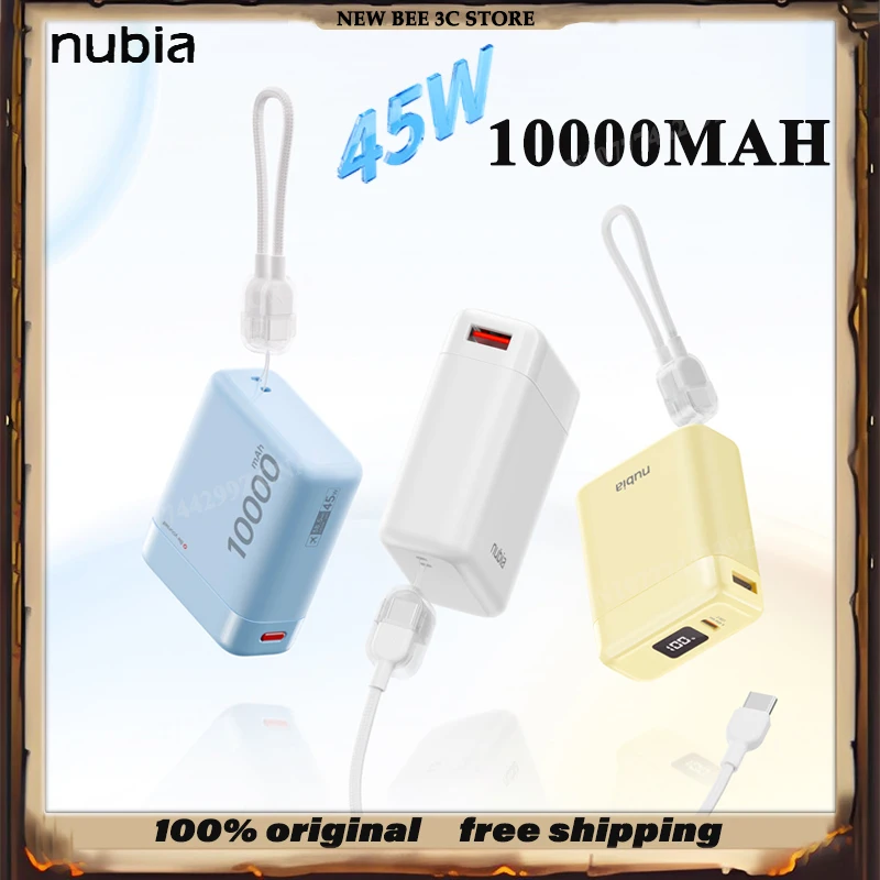3C Certification Nubia Candy Power Bank 45W 10000mAh Fast Charging Mini Ultra-High Capacity Portable Mobile Phone PowerBank