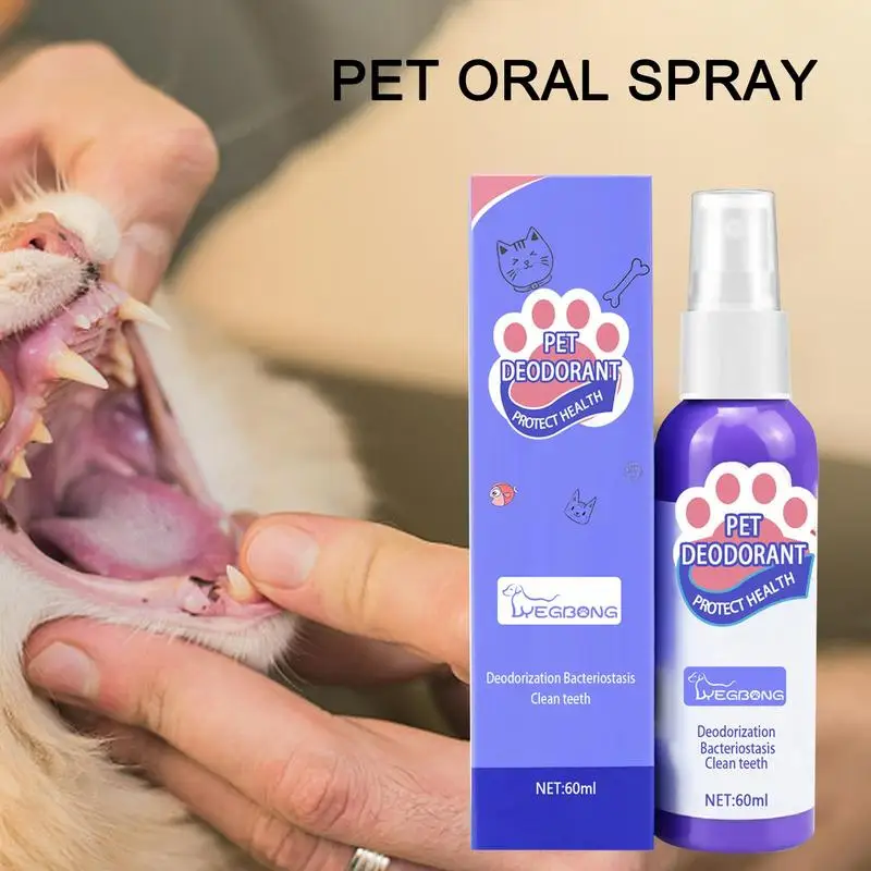 60ml Pet Oral Cleanse Spray Plant Extract Dogs Cats Teeth Clean Deodorant Prevent Calculus Remove Kitten Bad Breath Pet Supplies