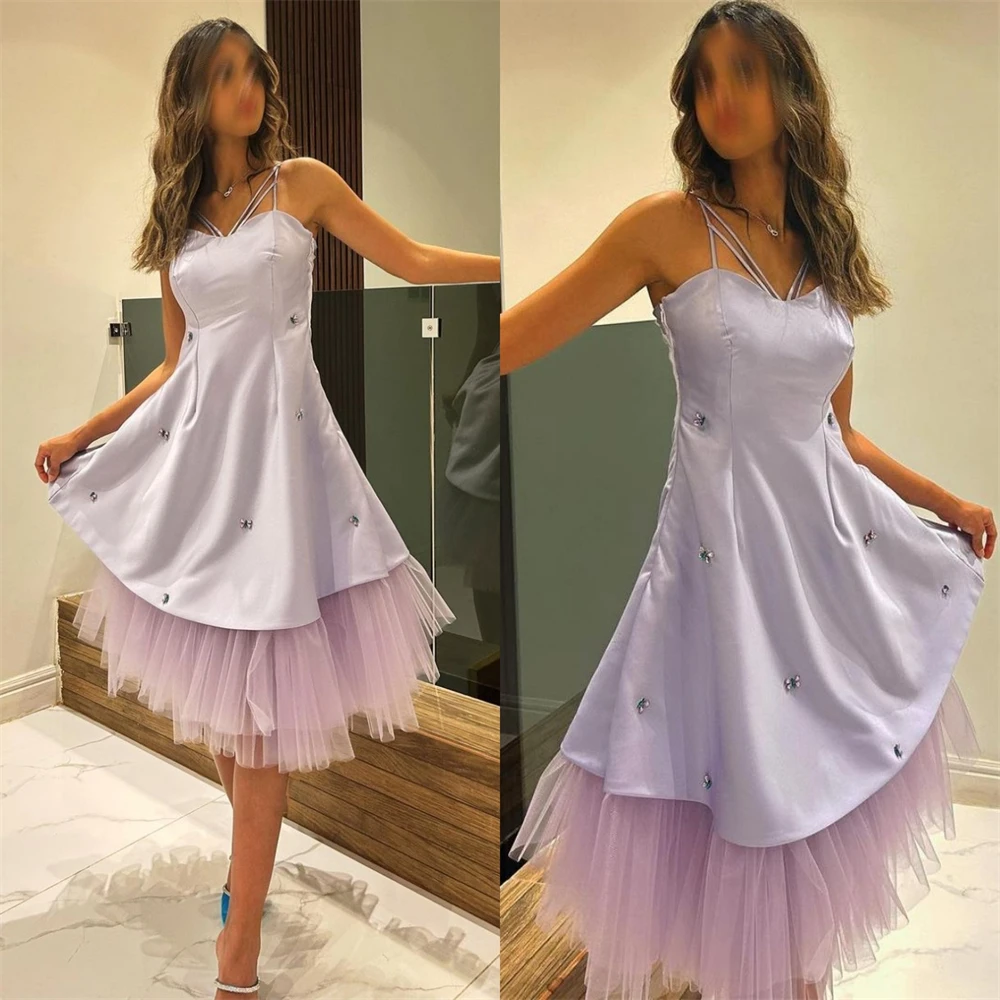 

Fashion Spaghetti Ball gown Cocktail Party Sequin Bows Tulle Satin Prom Dresses جديد في فساتين vestido blanco prom dress luxury