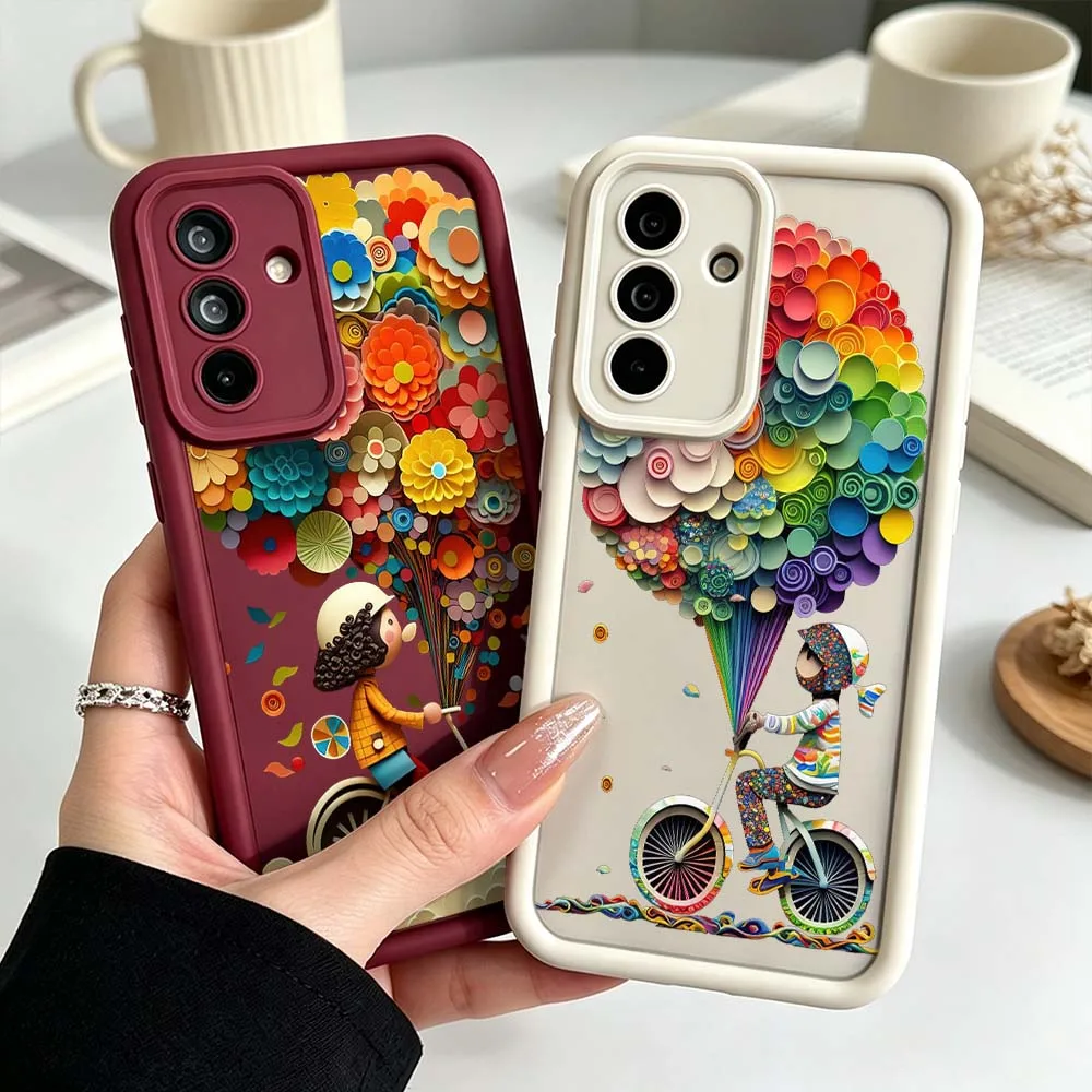 New High-End Design Balloon Phone Case For Samsung Galaxy A71 A57 A56 A55 A54 A53 A52s A17 A16 A06 Eye Ladder Silicone Cover