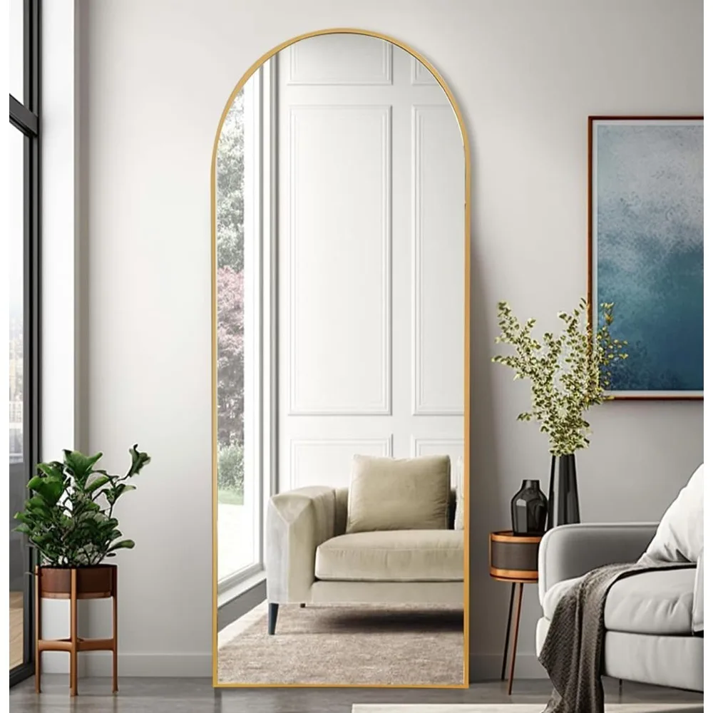 Vloerstaande spiegel 64 x 21, aluminium frame over de volledige lengte, aan de muur te monteren hoge spiegel