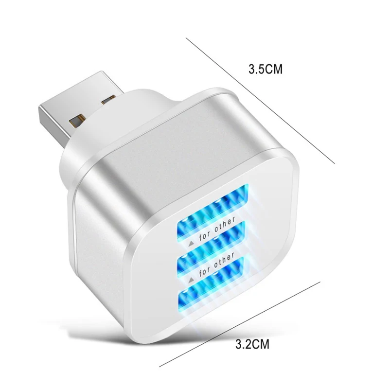 1PCS USB 2.0 HUB Quick Charger 3 Ports USB Extender Adapter Multi USB Splitter Hub with Indicator for Laptop & PC