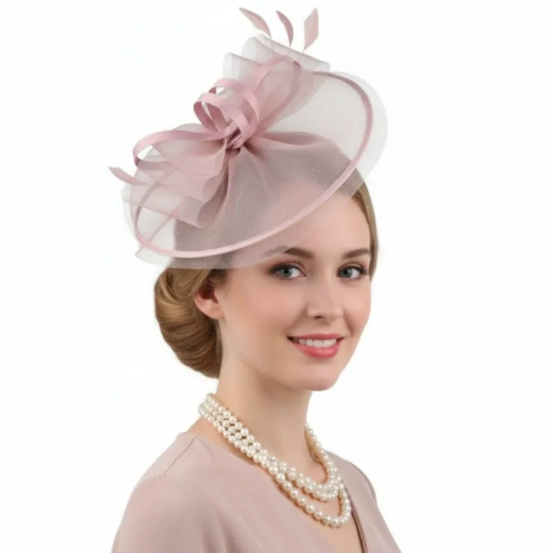 Fascinators Hats For Women Tea Party Hats 1950s Kentucky Derby Hats Feather Hair Clip For Bride Wedding Party Mesh Headband
