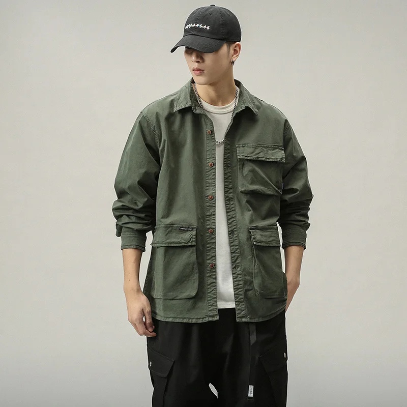 قميص فضفاض، معطف بتصميم جديد للربيع والخريف، قميص شبابي متعدد الاستخدامات وعصري عالي الجودة، ملابس رجالية #4