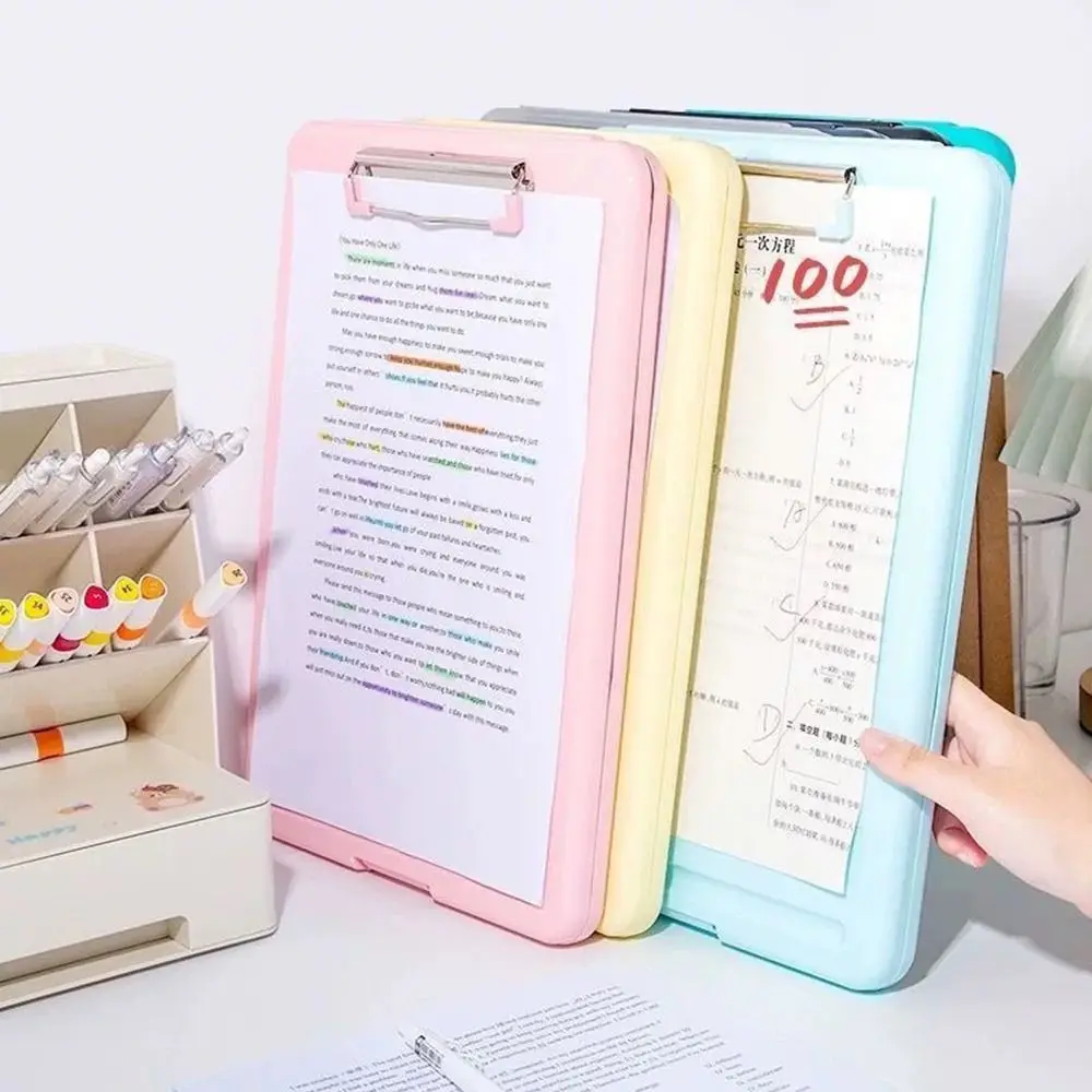 Durable Multifunctional A4 Folder Clamp Storage Box Large Capacity Writing Storage Integrated Document Board Clamp Writing Pad