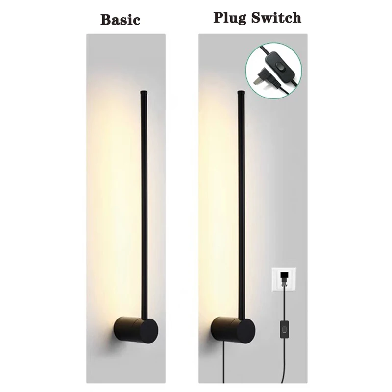 Imagem -03 - Lâmpadas de Parede Led Internas com Plugue Luzes Pretas e Brancas Arandela para Fundo de Sofá Sala de Estar Corredor Corredor Casa