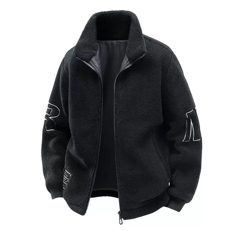 

New Autumn and Winter Fashion Trend Thickened Warm Lambskin Cotton Jacket For Men's Casual Loose Sports High-Quality Jacket