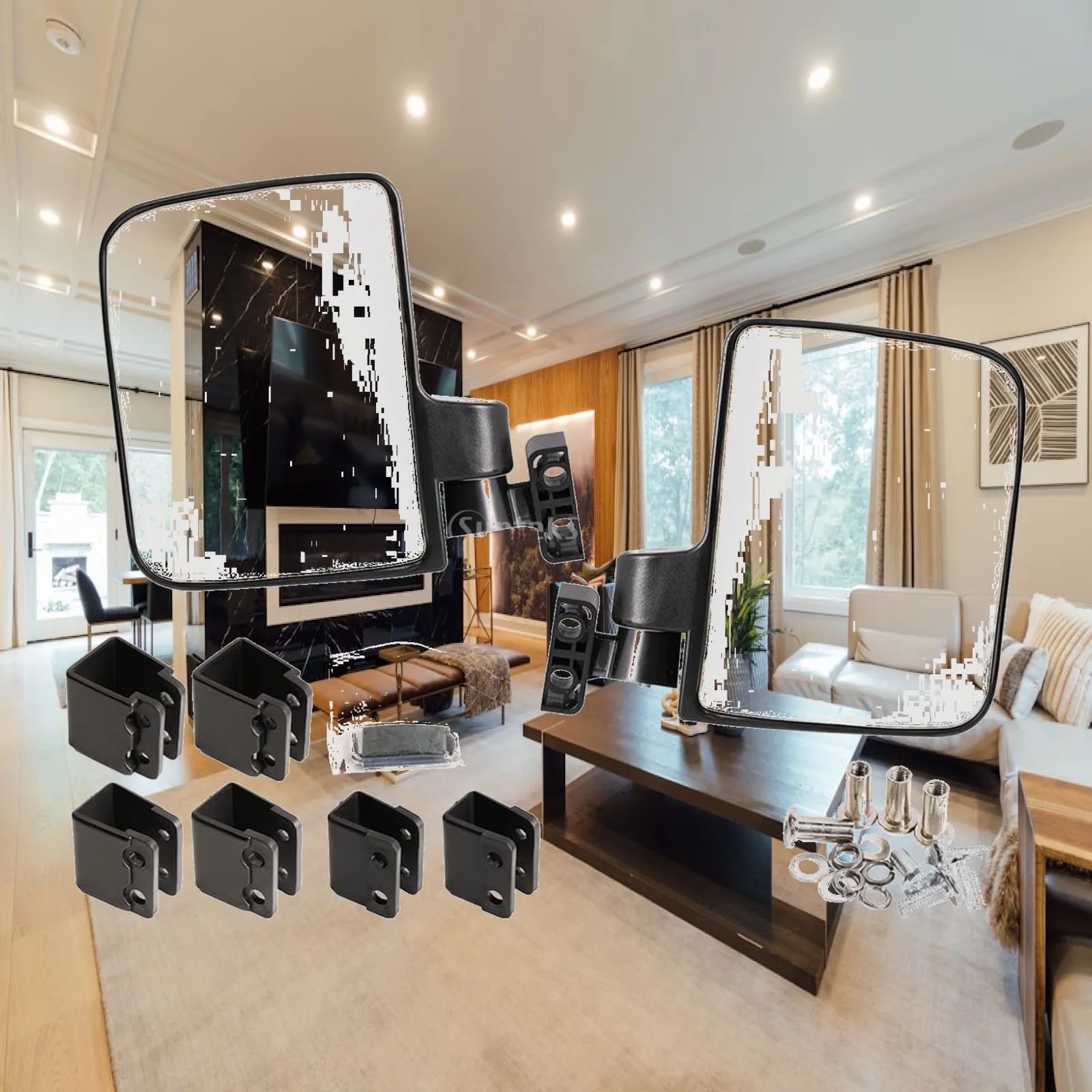 Golf Cart Rear View Mirrors Rectangular Golf Cart Mirrors Impact-Resistant VibrationAbsent for Golfers
