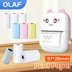 Mini papel de impresora autoadhesivo, papel térmico HD, etiquetas de Color, inalámbrico, Bluetooth, impresión fotográfica sin tinta, 57mm, 3 rollos