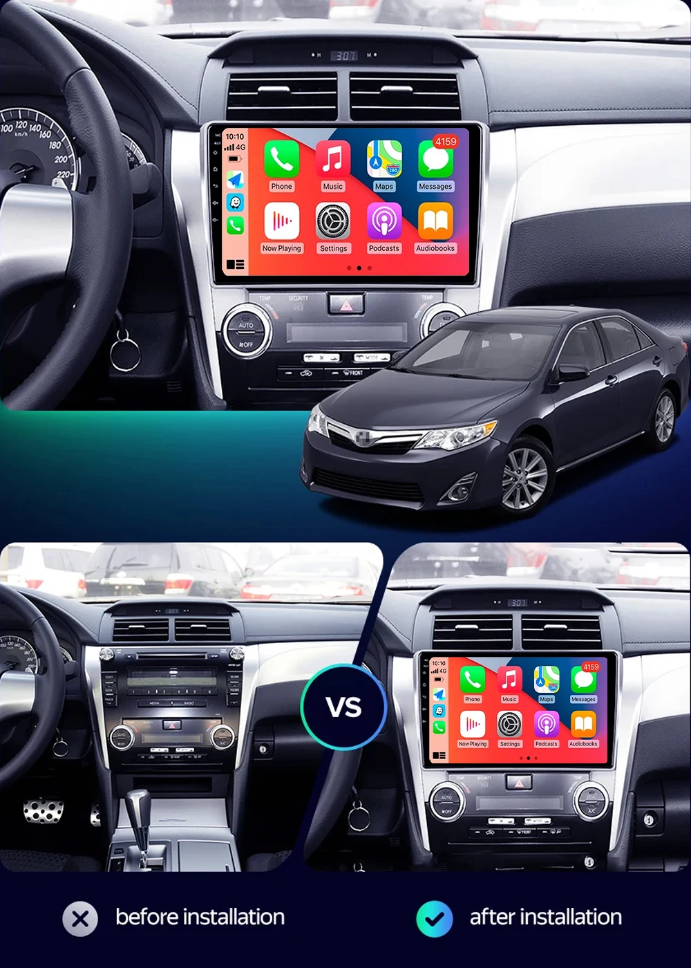 Android 16 For Toyota Camry 7 2011 - 2014 CarPlay Android Auto Car Radio Stereo GPS Navigation Multimedia Player Wireless WIFI