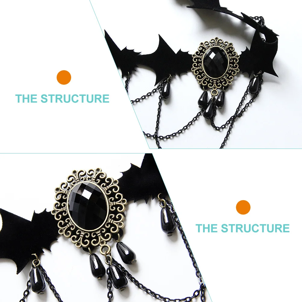 

Черное готическое колье-колье, винтажный аксессуар для костюма на Хэллоуин, кулон с лентой, классическое очаровательное ювелирное колье-колье, ожерелье