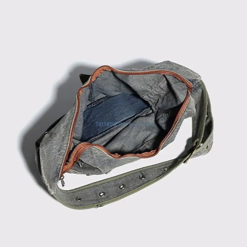 

340D Vintage Punk Denims Handbag with Adjustable Strap for Women Jeans Shoulder Bag
