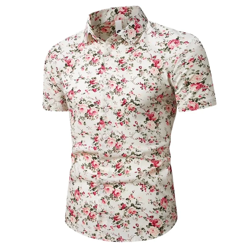 

Trend 2025 Summer Mens Clothing Vintage Floral Shirts Short Sleeve 100% Cotton Camisa Hombre Hawaiana for Men Casual Beach Shirt