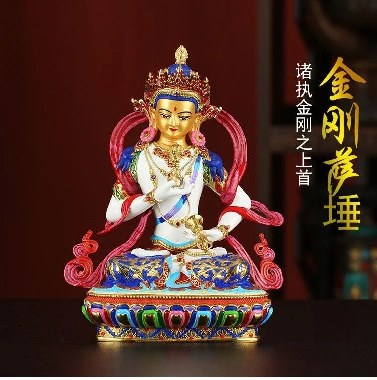 high grade colored draw Good Buddha statue bless family Safety luck Vajra Sakyamuni Vajrasattva Painted A