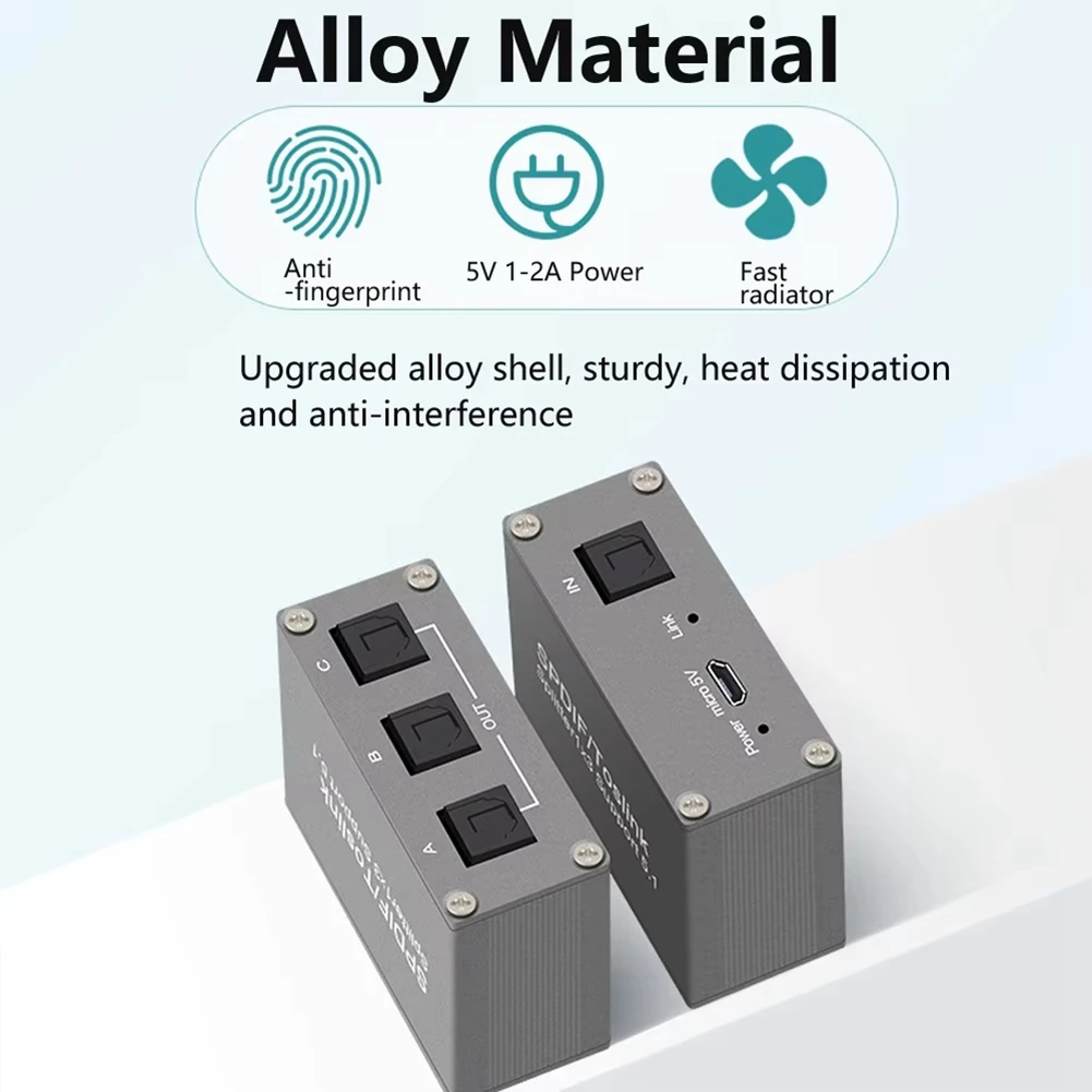 #912T SPDIF Digital Audio Splitter 1x3 Toslink Optical 3 Way Adapter (Gray)