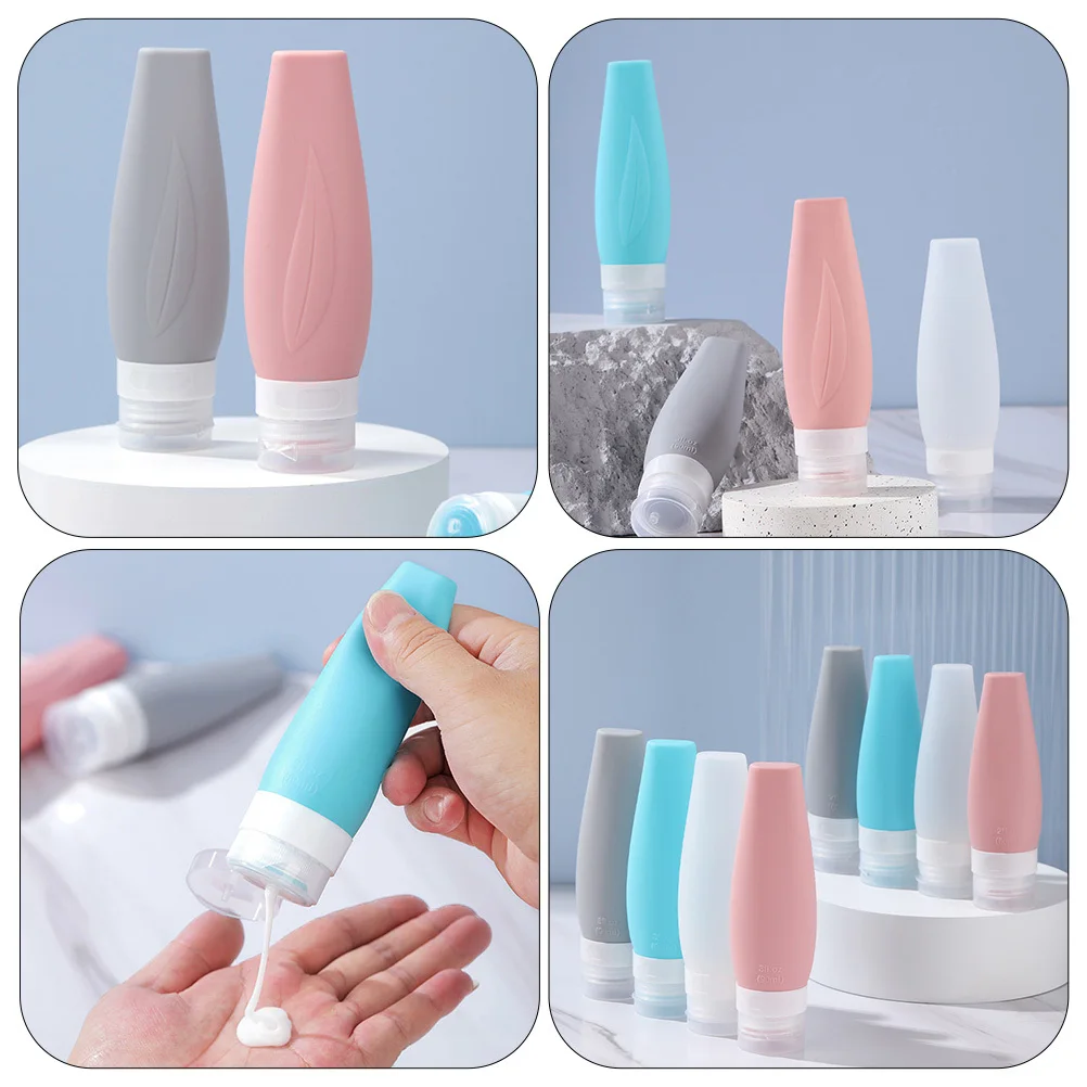

4Pcs Silicone Travel Bottles Leak Proof Refillable Liquid Containers for Toiletries 90ml Travel Squeeze Bottles Lightweight