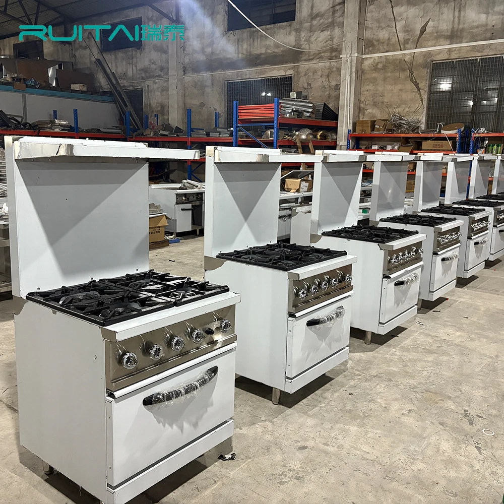 Ruitai Direct Factory Commercial Combination Equipments Gas Range Stove 4 Burner with Oven