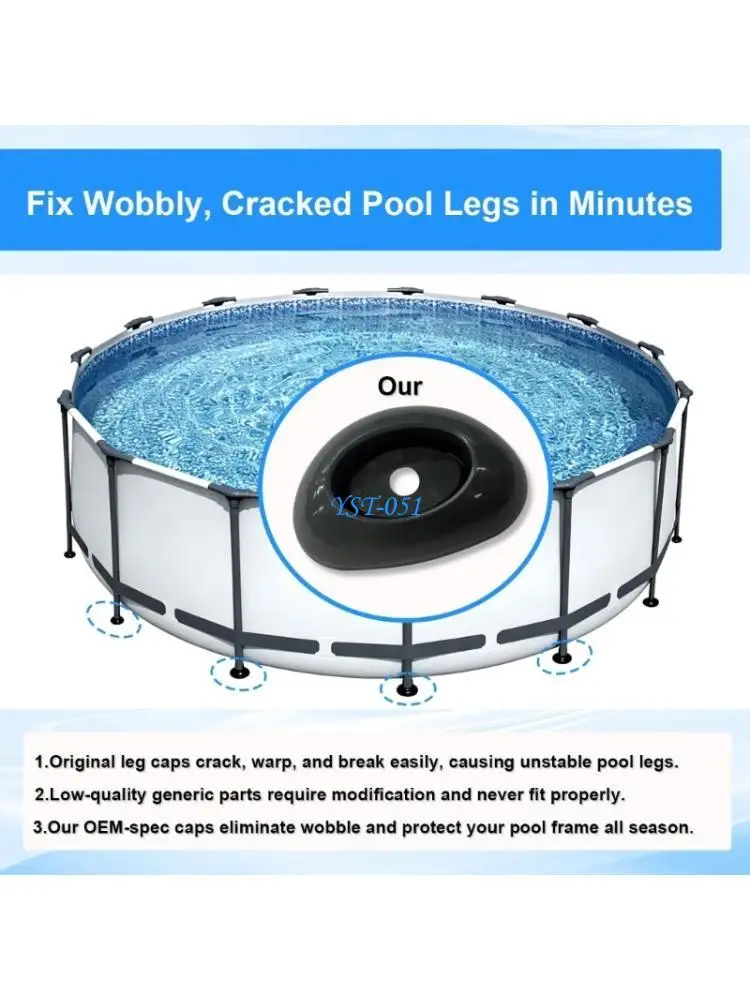 E15A 2Pcs ABS Plastic Replacement Leg Caps Frame Pool Stabilizers for 16Ft 18Ft Swimming Pool Frame Supports