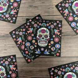 20 pz/Pac 33*33cm 2 strati nuovo fiore di Halloween teschio partito tovaglioli di carta tovaglioli colorati decorazione del partito tovagliette di carta a buon mercato