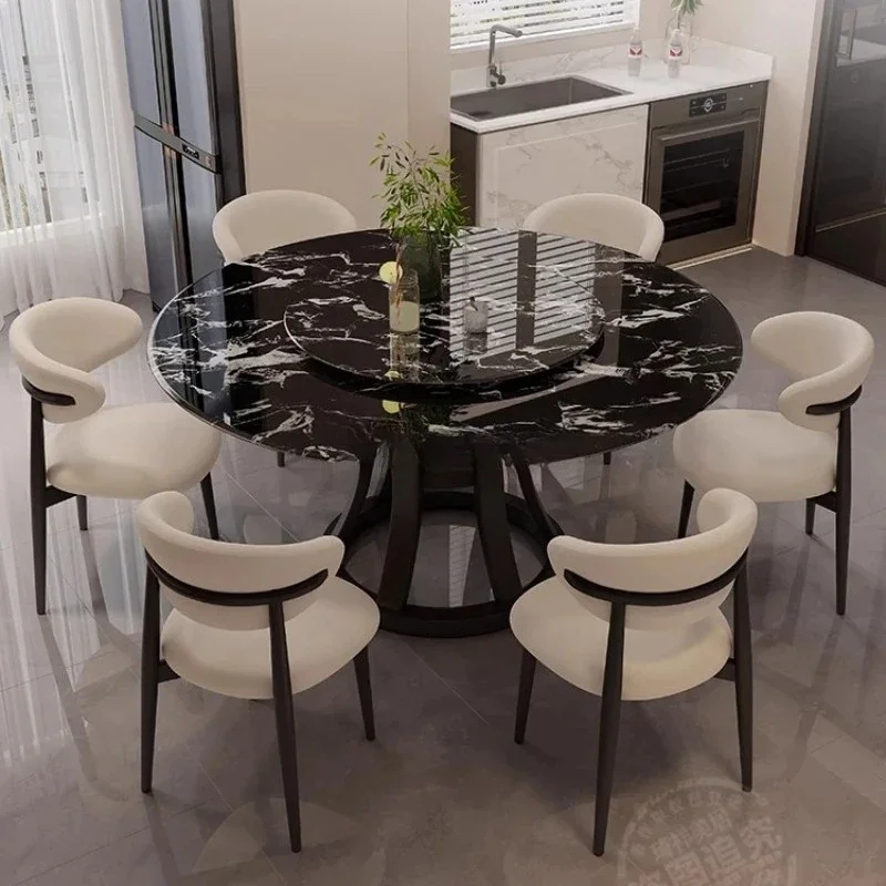 JJSupercrystalline Stone Dining Table And Chairs Small Apartment Household Solid Wood Platinum Diamond Marble Desktop