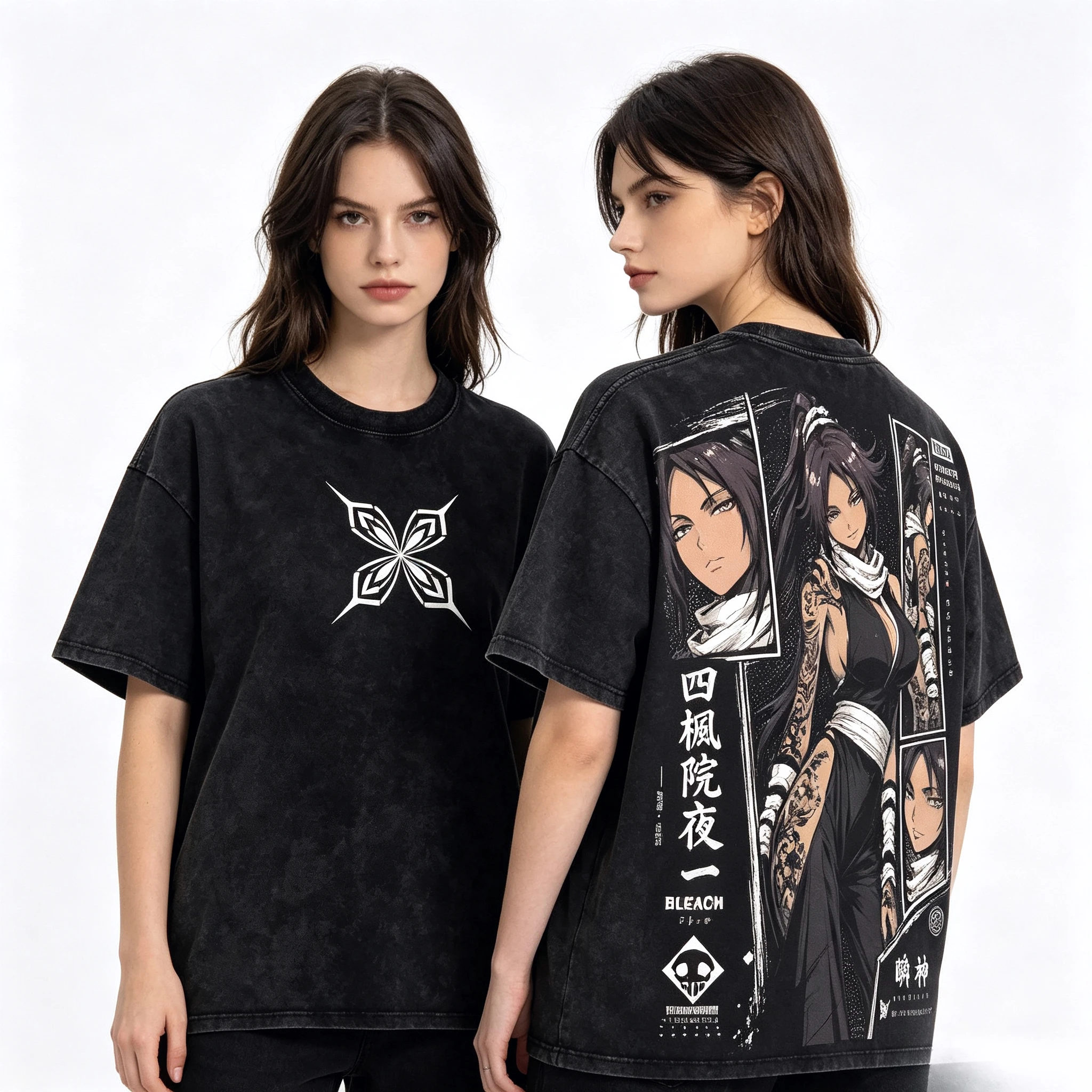 2026 Hot Sale Anime BLEACH Shihouin Yoruichi T-shirt Men Women Vintage Harajuku Streetwear T-shirt Cotton Gothic Round T-shirt