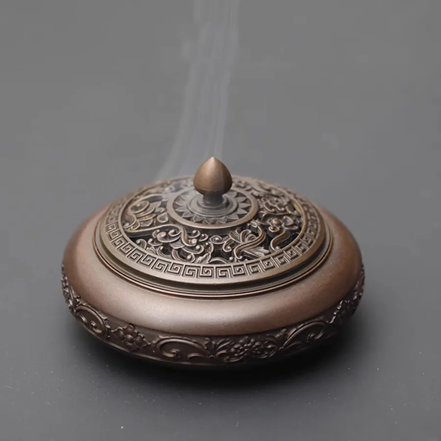 Ornament Incense Burner Holder Vintage Copper Chinese Incense Burner Oriental Burner Traditional Portable Incensario Home Decor