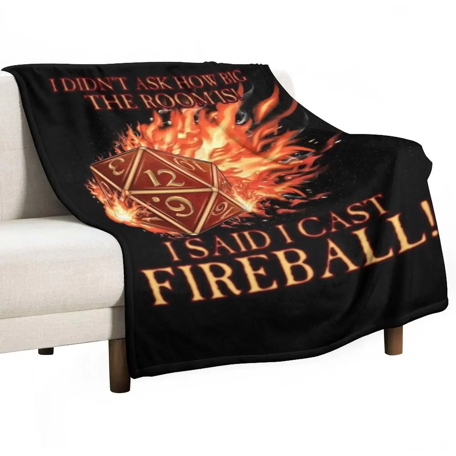 D20 I Didn't Ask! I Cast Fireball! Throw Blanket Vintage Retros Blankets