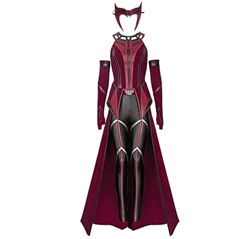 P-Jsmen donna Wanda Maximoff Costume Cosplay Scarlet Witch copricapo mantello e pantaloni Set completo Outfit accessori di Halloween puntelli