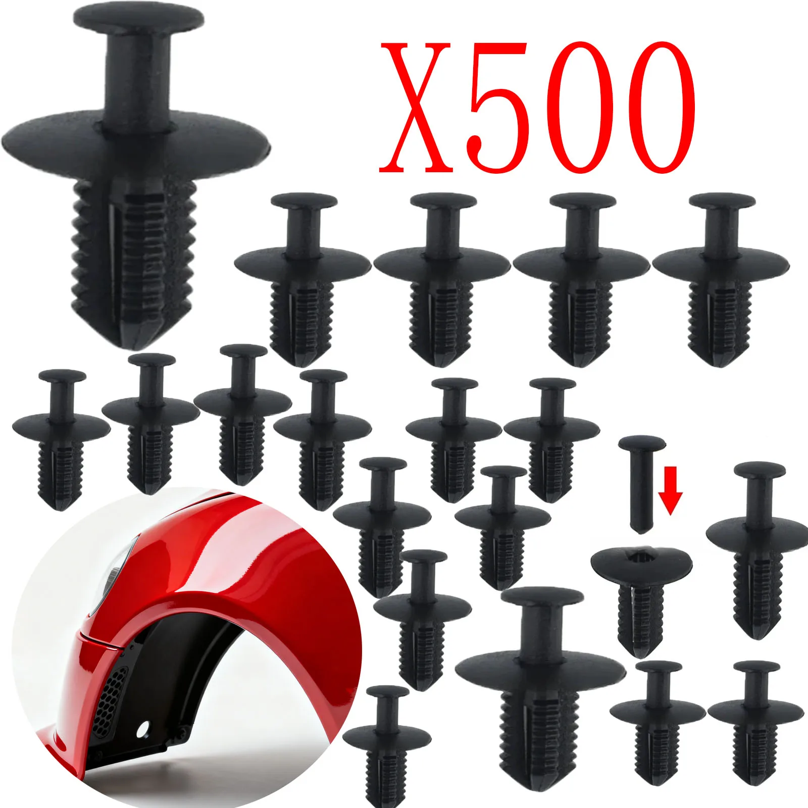 

10-500X Auto Plastic Rivets Trim Panel Wheel Arch Mudguard Screws For Mercedes Benz Fender Liner Push-Type Snaps Fastener Clips