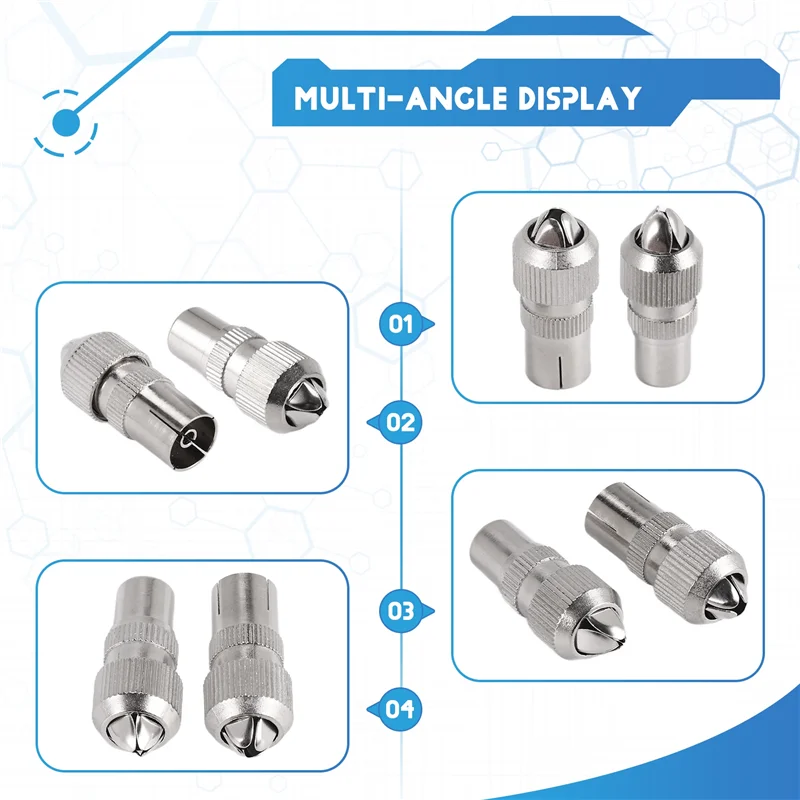 ABGR-10Pcs (5 × ذكر، 5 × أنثى) محول موصلات الكابلات المحورية للتلفزيون