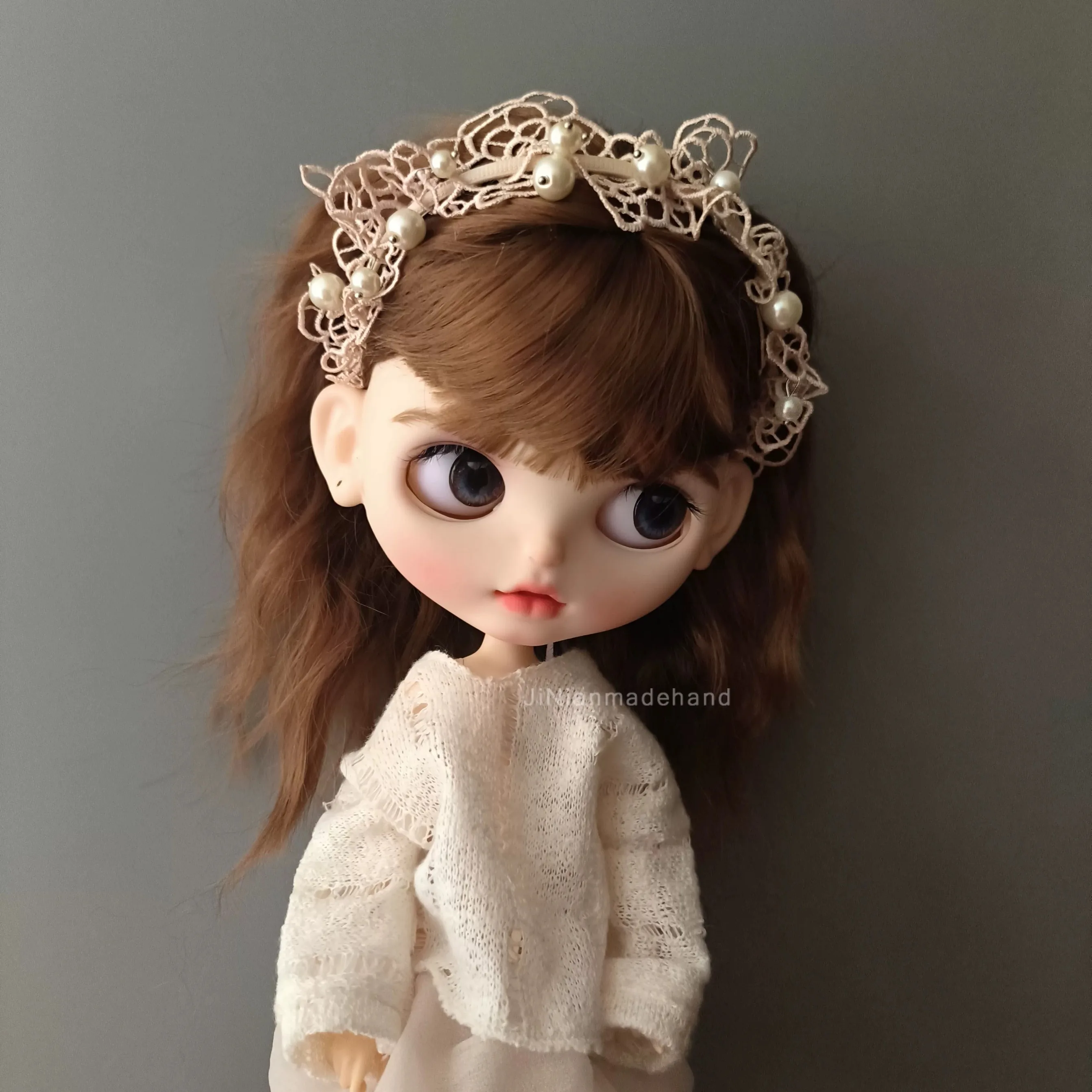 

ICY Blyth Doll Headwear Accessories Pale Pink Lace Pearls Exquisite Luxury Hairband Sweet Headwear For 19 Joints OB24 Blyth