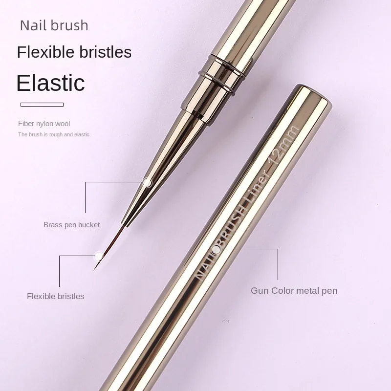 5PCS/set 6/9/12/15/18mm Nail Liner Brush Set Drawing Lines Stripe Painting Flower Pen Nail Art Manicure Metal Handle Brush Set