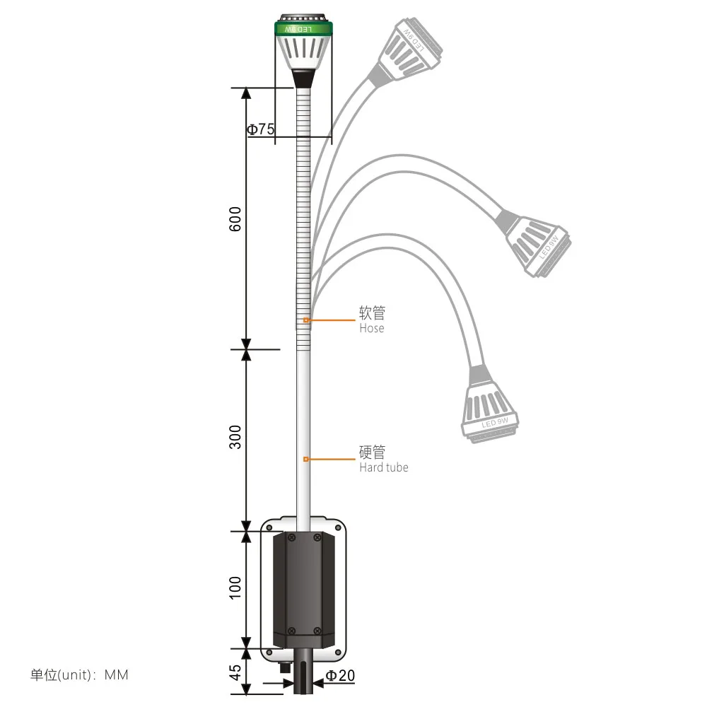 KD-2009W-1 Medical 3W Light-emitting Diode Dental Examination Lamp Wall-mounted Portable White Device Surgical
