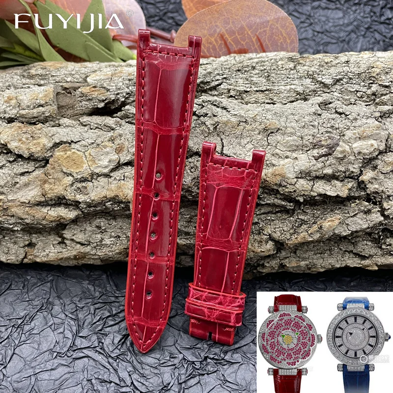 

FUYIJIA New Custom F-ranckM-uller Watch Band Concave Interface Alligator Strap 20 Genuine Leather Belt Crocodile Skin Watchbands