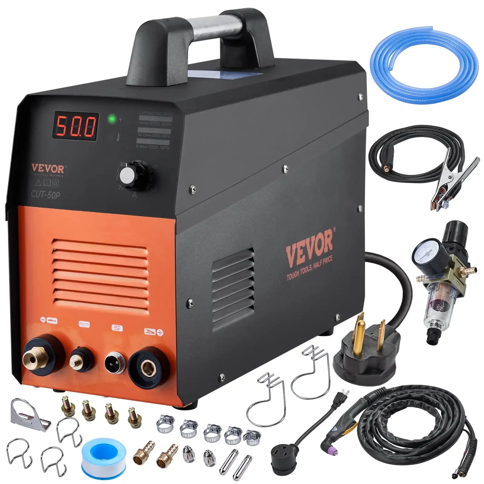 Plasma Cutter, 50Amp, Non-Touch Pilot Arc Air Cutting Machine with Torch